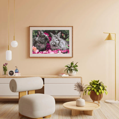 Diamond Painting - Króliki między kwiatami - SEOS®
