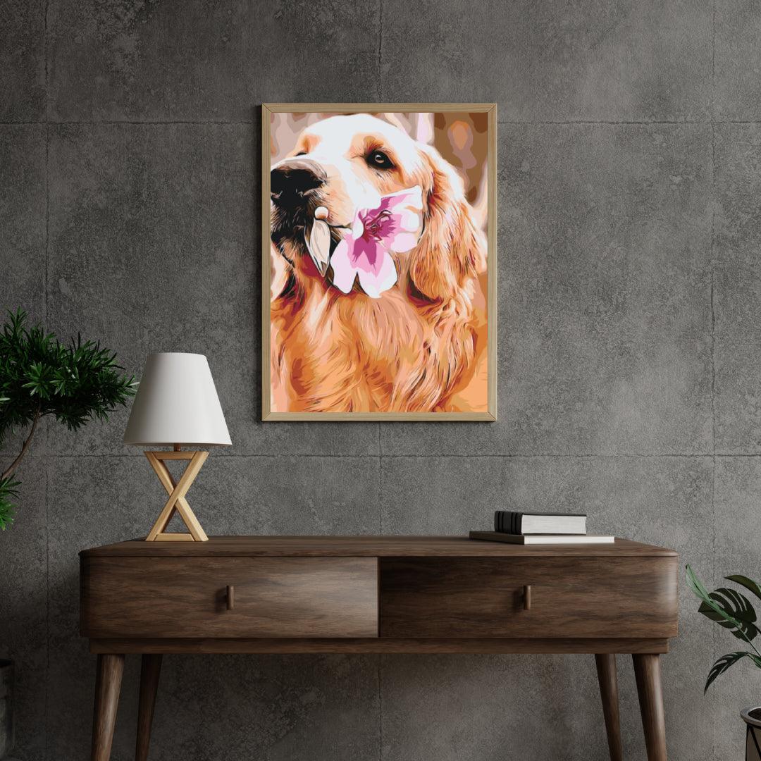 Diamond Painting - Labrador z kwiatem - SEOS®