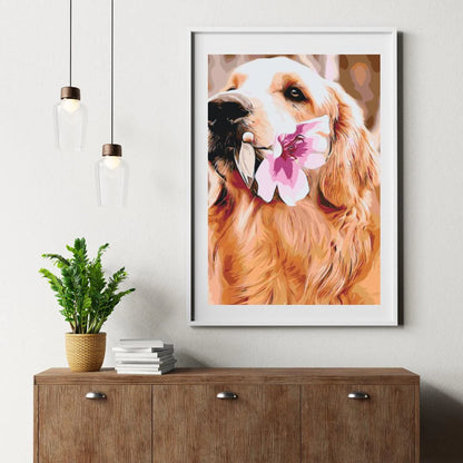 Diamond Painting - Labrador z kwiatem - SEOS®