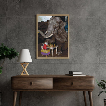 Diamond Painting - Słoń i mysz grają w szachy - SEOS®