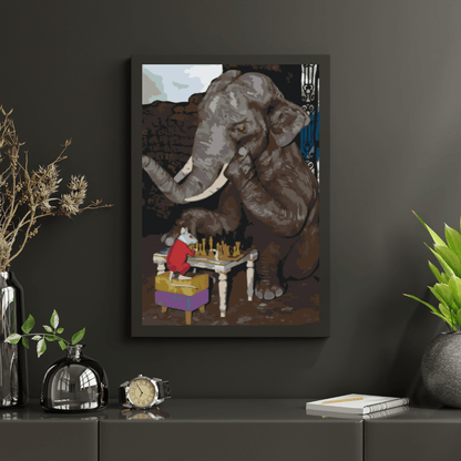 Diamond Painting - Słoń i mysz grają w szachy - SEOS®