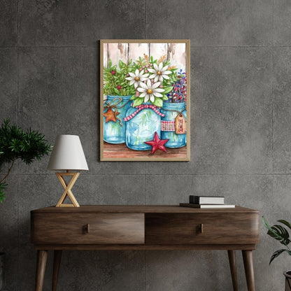 Diamond Painting - Doniczki z kwiatami i gwiazdami - SEOS Shop ®