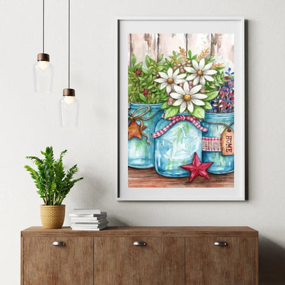 Diamond Painting - Doniczki z kwiatami i gwiazdami - SEOS Shop ®