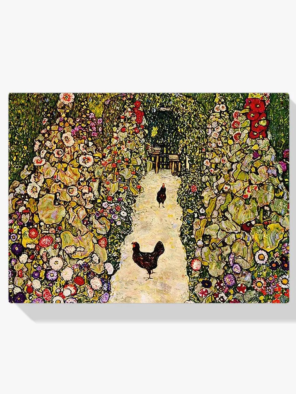Diamond Painting - Ścieżka ogrodowa z kurczakami