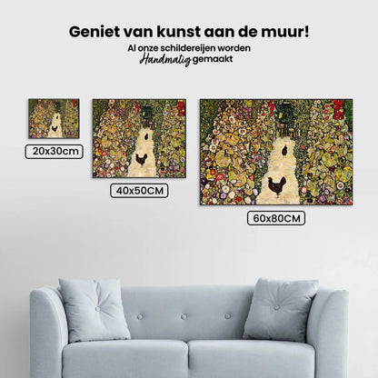 Diamond Painting - Ścieżka ogrodowa z kurczakami