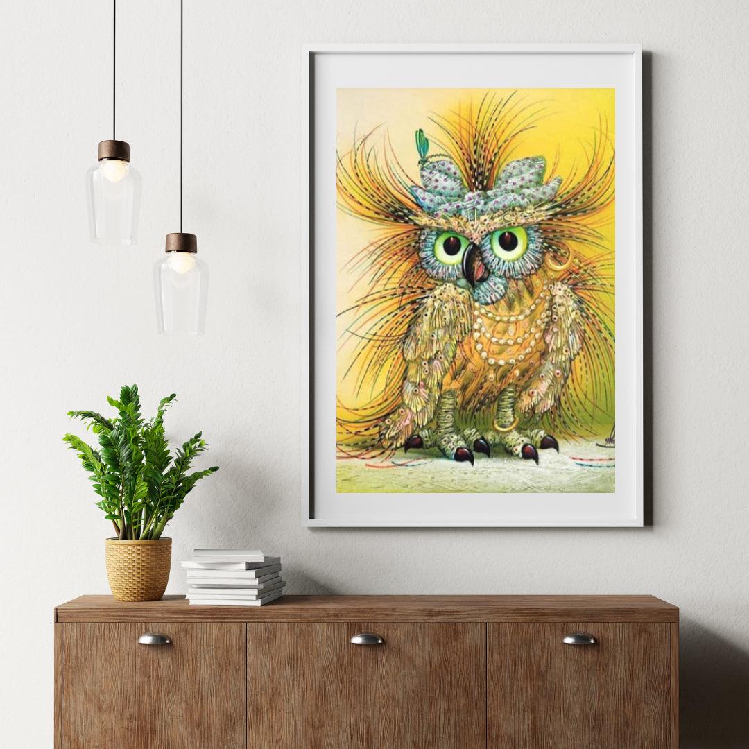 Diamond Painting Żółta abstrakcyjna sowa - SEOS Shop ®
