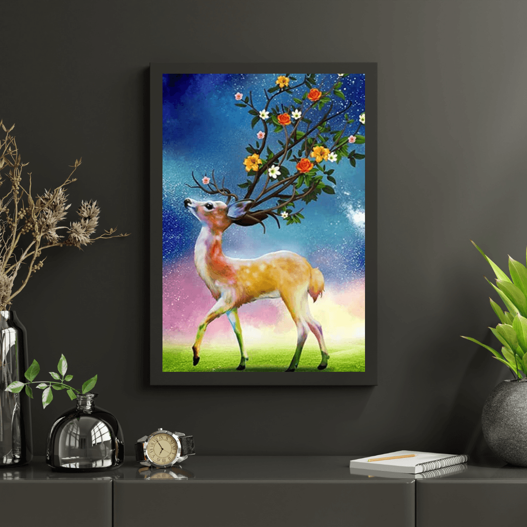 Diamond Painting Jelenie i Kwiaty Róg - SEOS Shop ®