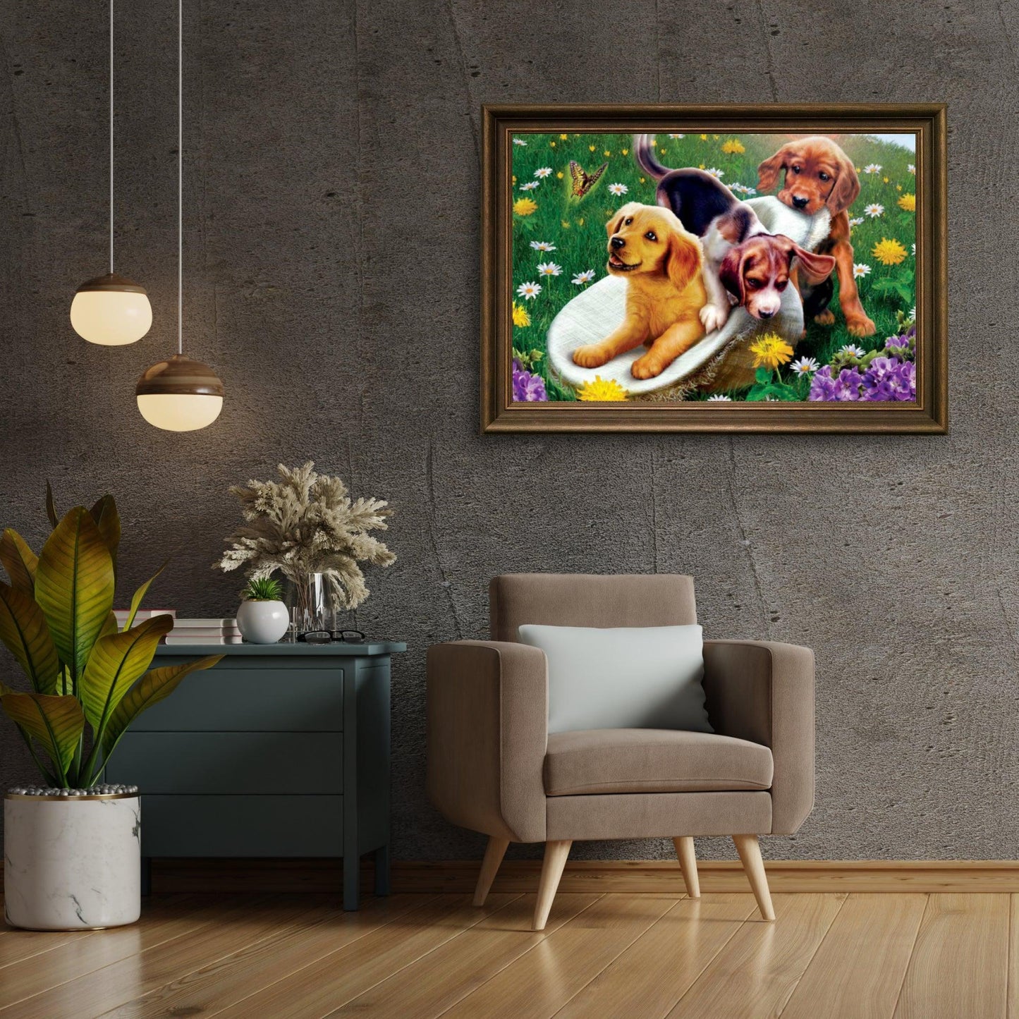 Diamond Painting Psy i kwiaty - SEOS Shop ®