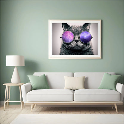 Diamond Painting Kot w fioletowych okularach - SEOS Shop ®
