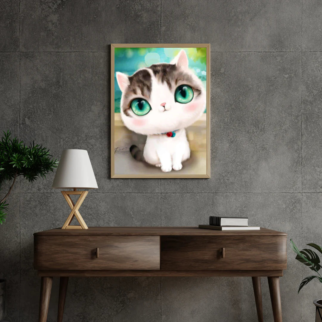 Diamond Painting Kotek z dużymi turkusowymi oczami - SEOS Shop ®