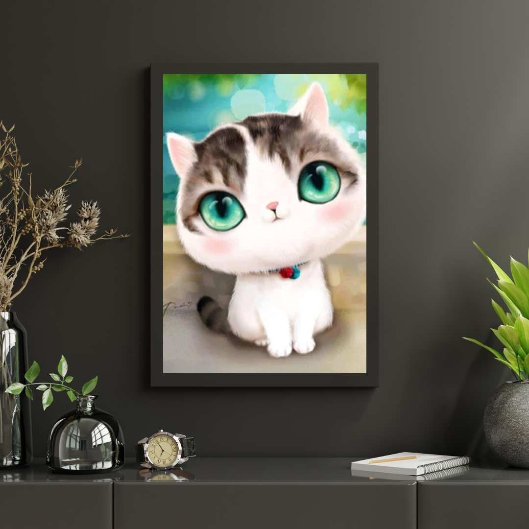 Diamond Painting Kotek z dużymi turkusowymi oczami - SEOS Shop ®