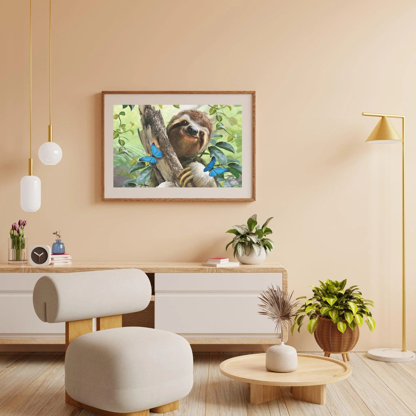 Diamond Painting Lampart z niebieskimi motylami - SEOS Shop ®