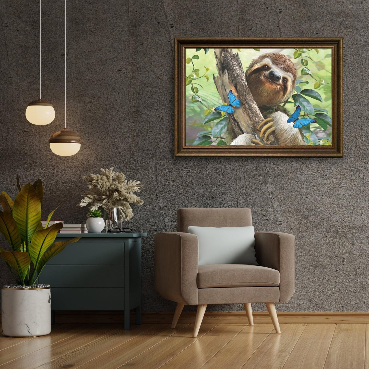 Diamond Painting Lampart z niebieskimi motylami - SEOS Shop ®