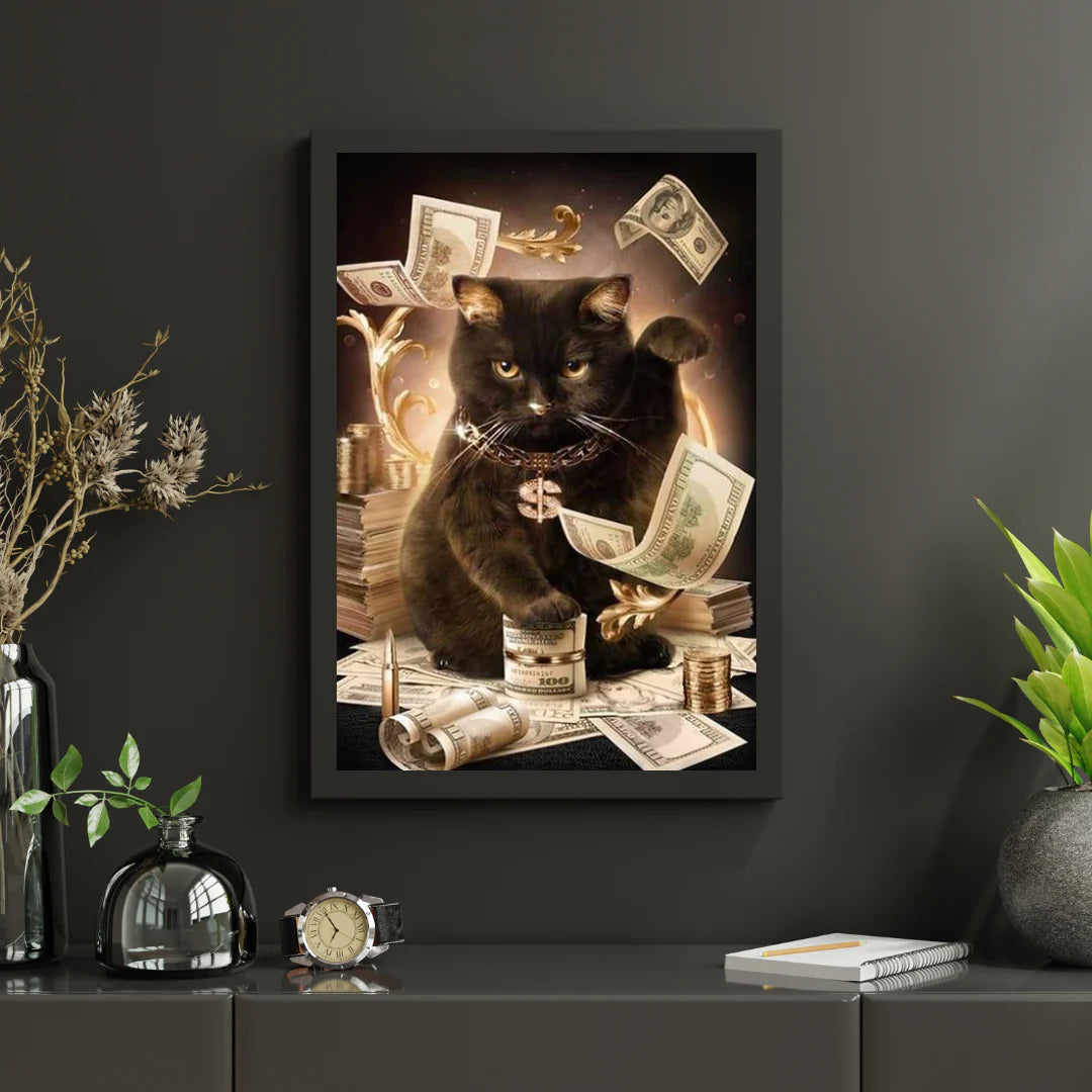 Diamond Painting Nowoczesny czarny kot - SEOS Shop ®