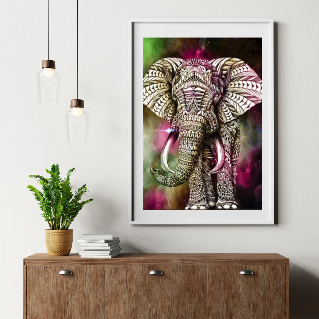 Diamond Painting Słoń Zielono-Różowy - SEOS Shop ®