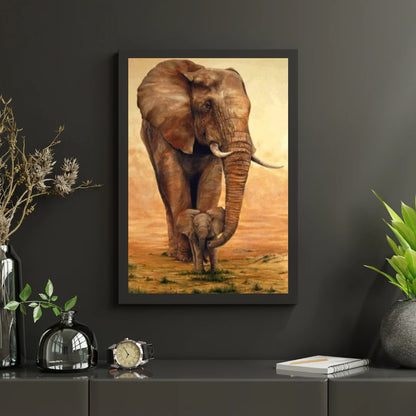Diamond Painting Słoń z Cielakiem na Sawannie - SEOS Shop ®