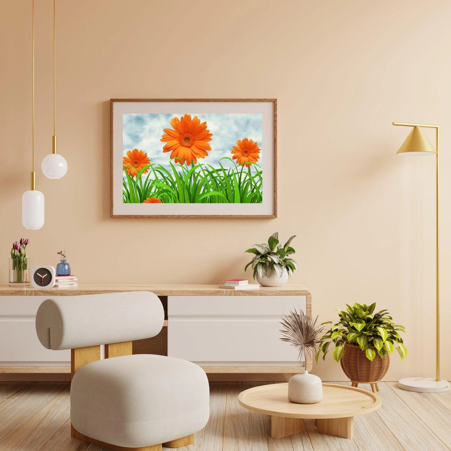 Diamond Painting Pomarańczowe Margerytki - SEOS Shop ®