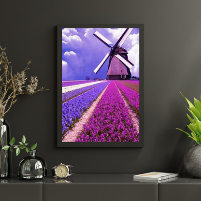 Diamond Painting Fioletowe tulipany z wiatrakiem - SEOS Shop ®