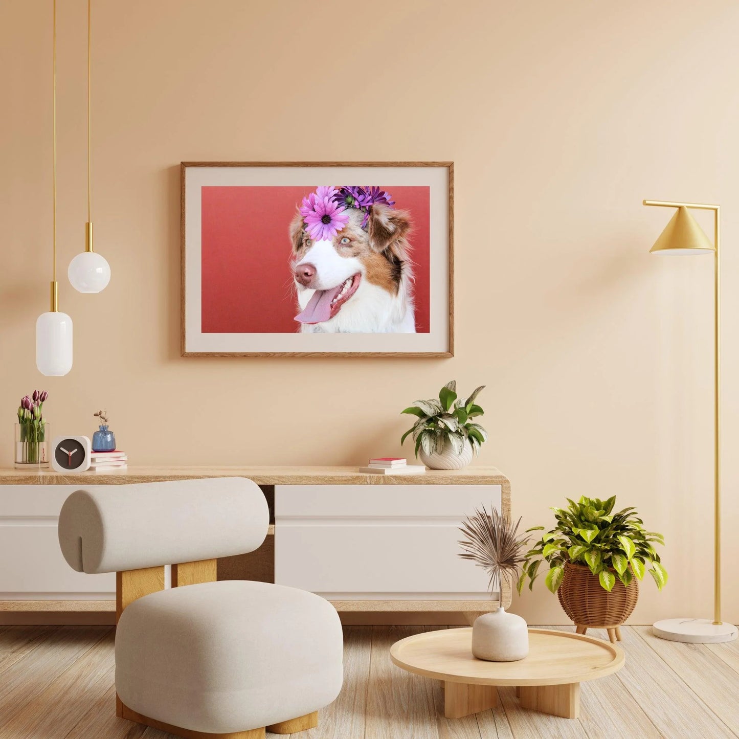Diamond Painting Puppy z kwiatem na głowie - SEOS Shop ®