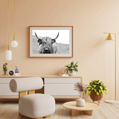 Diamond Painting Szkocki Highlander - Portret Szkockiego Highlandera w czerni i bieli - SEOS Shop ®