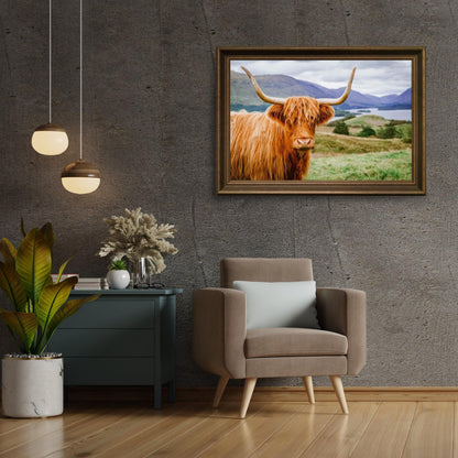 Diamond Painting Szkocki wysokogórski - Szkocki wysokogórski w przepięknym krajobrazie - SEOS Shop ®