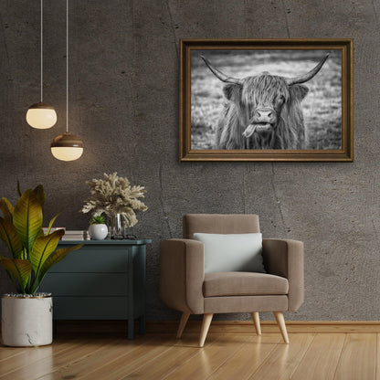 Diamond Painting Szkocki Highlands - Czarno-biała grafika Szkockiego Highlands - SEOS Shop ®