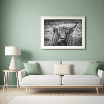 Diamond Painting Szkocki Highlands - Czarno-biała grafika Szkockiego Highlands - SEOS Shop ®