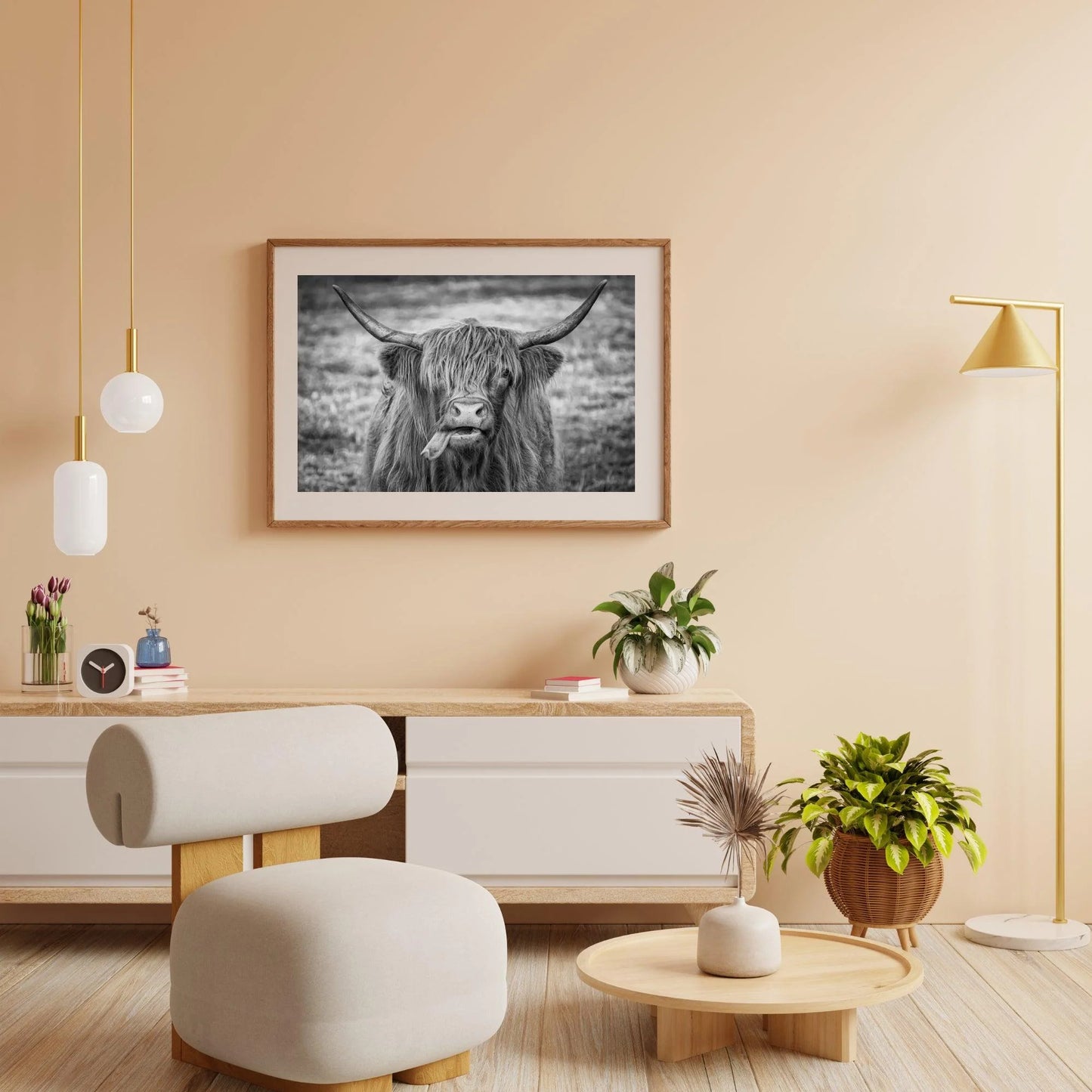 Diamond Painting Szkocki Highlands - Czarno-biała grafika Szkockiego Highlands - SEOS Shop ®
