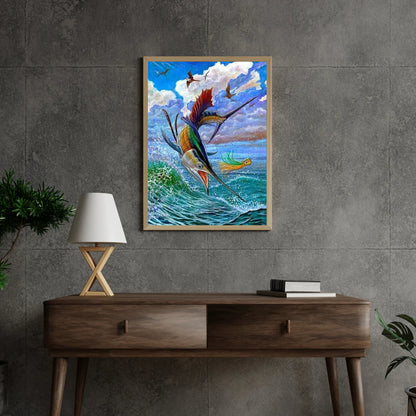 Diamond Painting Skaczące ryby żaglowe i latające ryby - SEOS Shop ®
