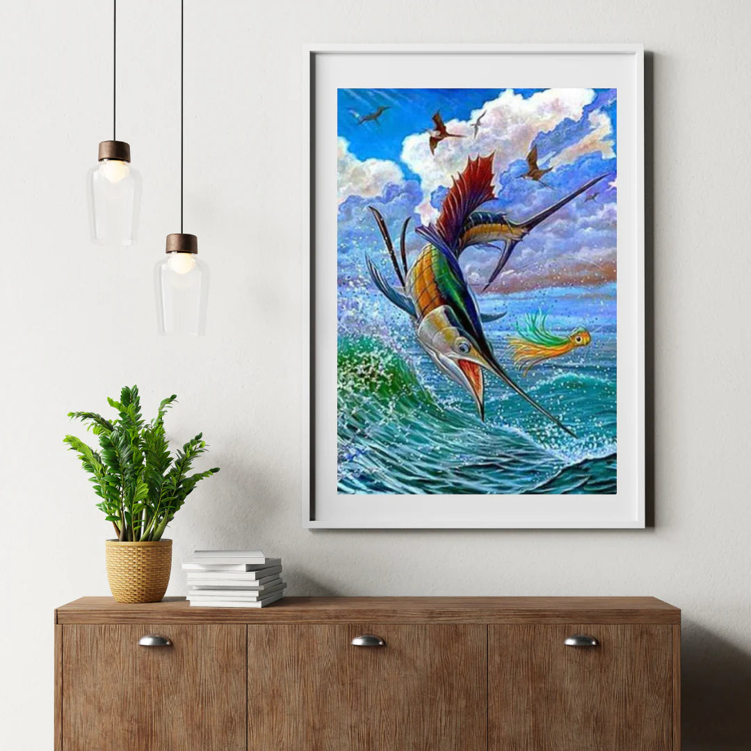 Diamond Painting Skaczące ryby żaglowe i latające ryby - SEOS Shop ®