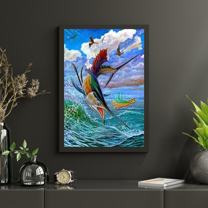 Diamond Painting Skaczące ryby żaglowe i latające ryby - SEOS Shop ®