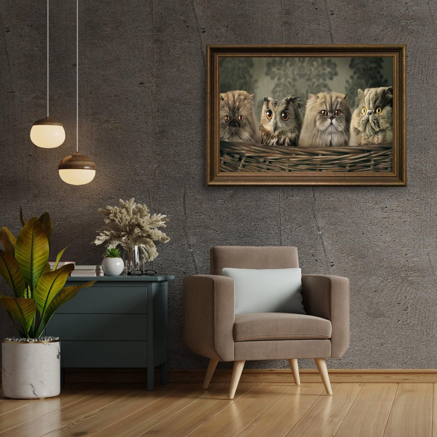 Diamond Painting Sowa i koty w koszyku - SEOS Shop ®