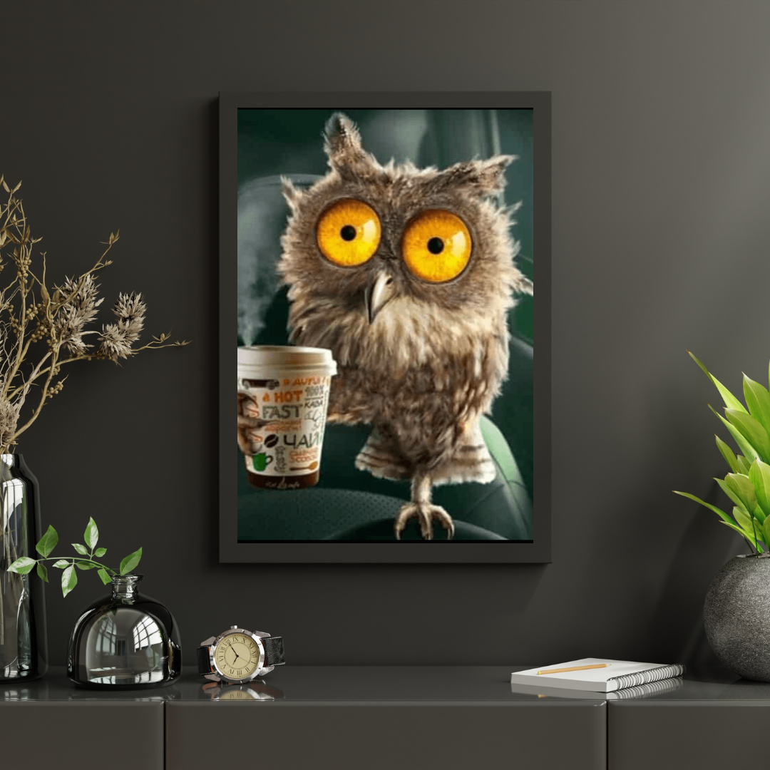 Diamond Painting Sowa z kieliszkiem kawy - SEOS Shop ®