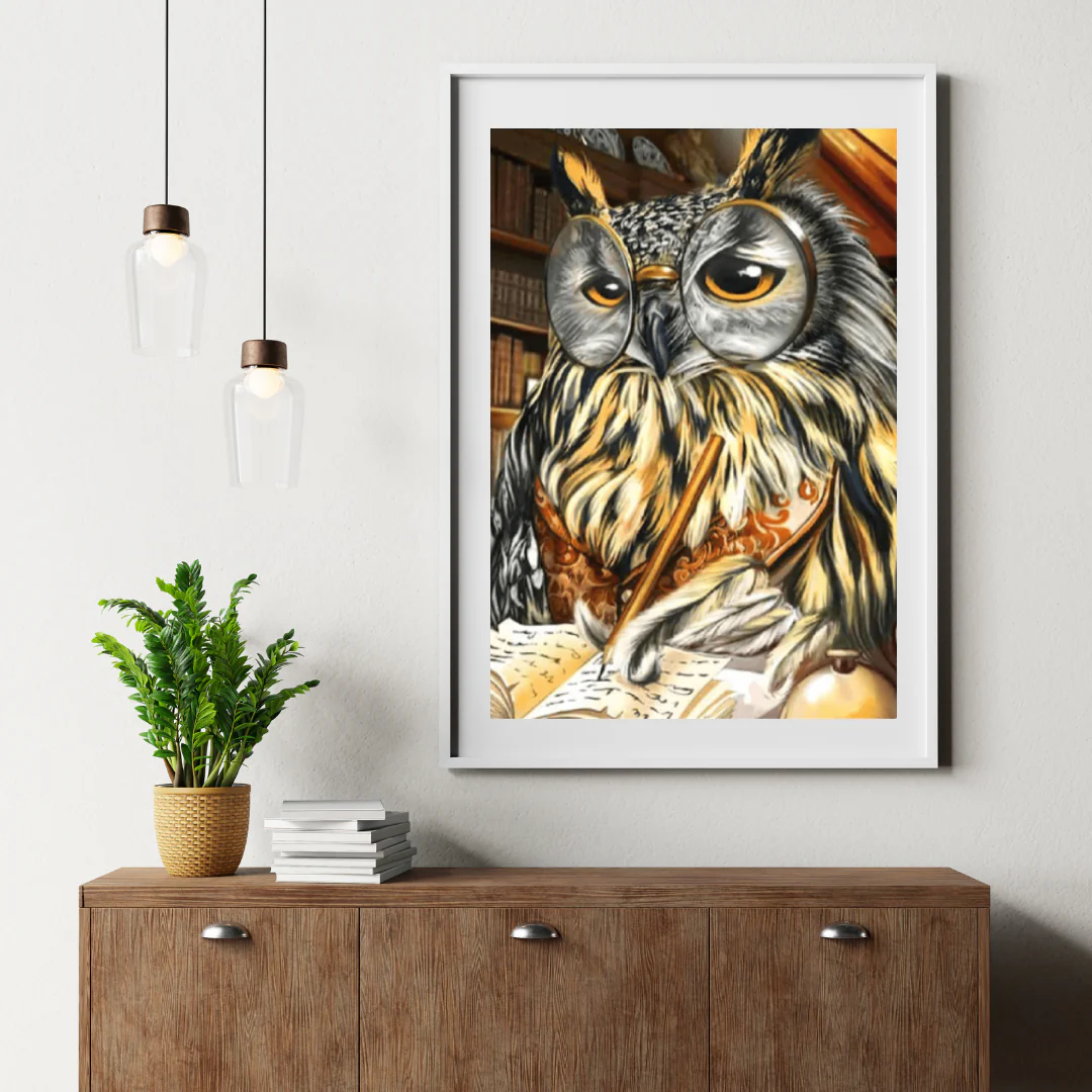 Diamond Painting Sowa pisze na papierze - SEOS Shop ®