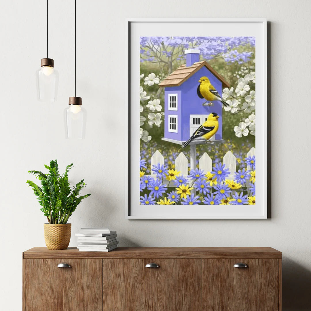 Diamond Painting Ptak w ogrodzie kwiatowym - SEOS Shop ®