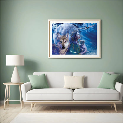 Diamond Painting Kobieta z Wilkiem i Sową - SEOS Shop®