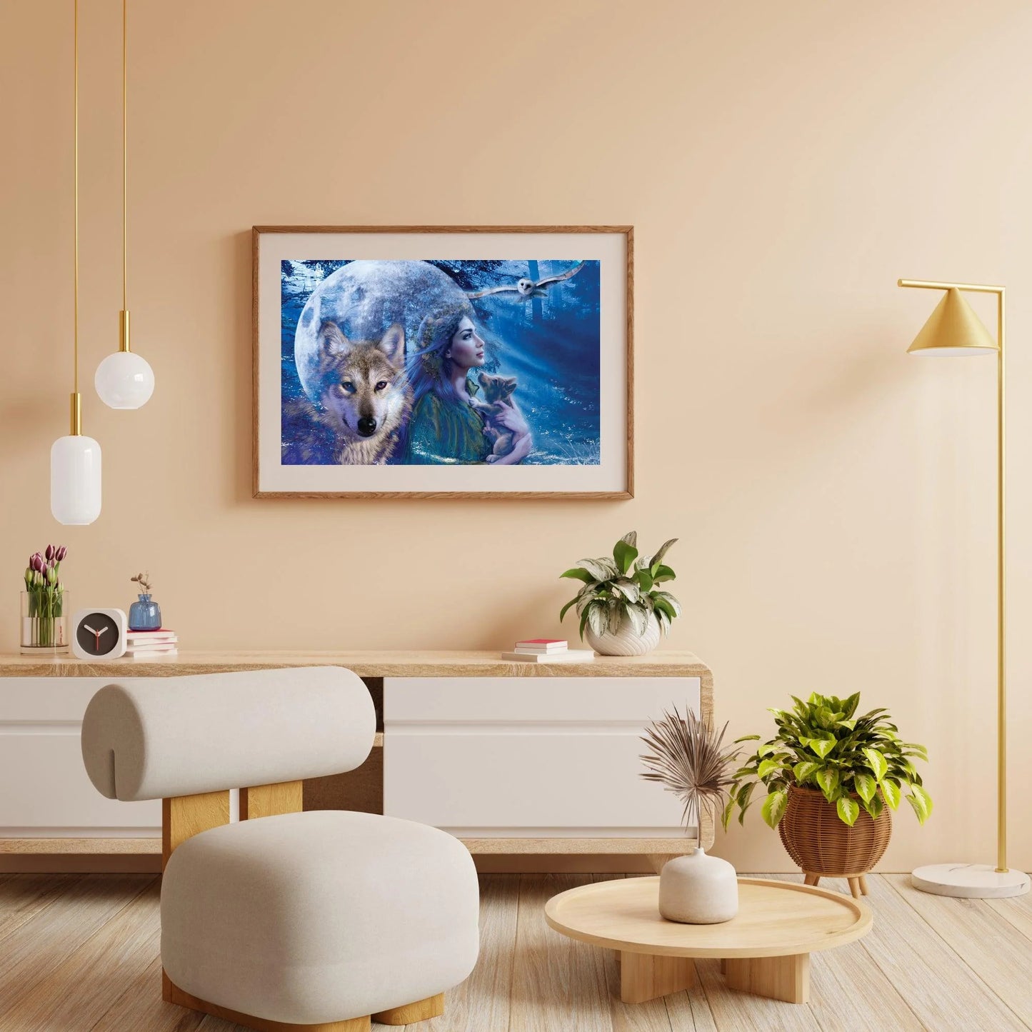 Diamond Painting Kobieta z Wilkiem i Sową - SEOS Shop®