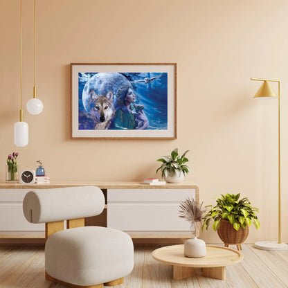 Diamond Painting Kobieta z Wilkiem i Sową - SEOS Shop®