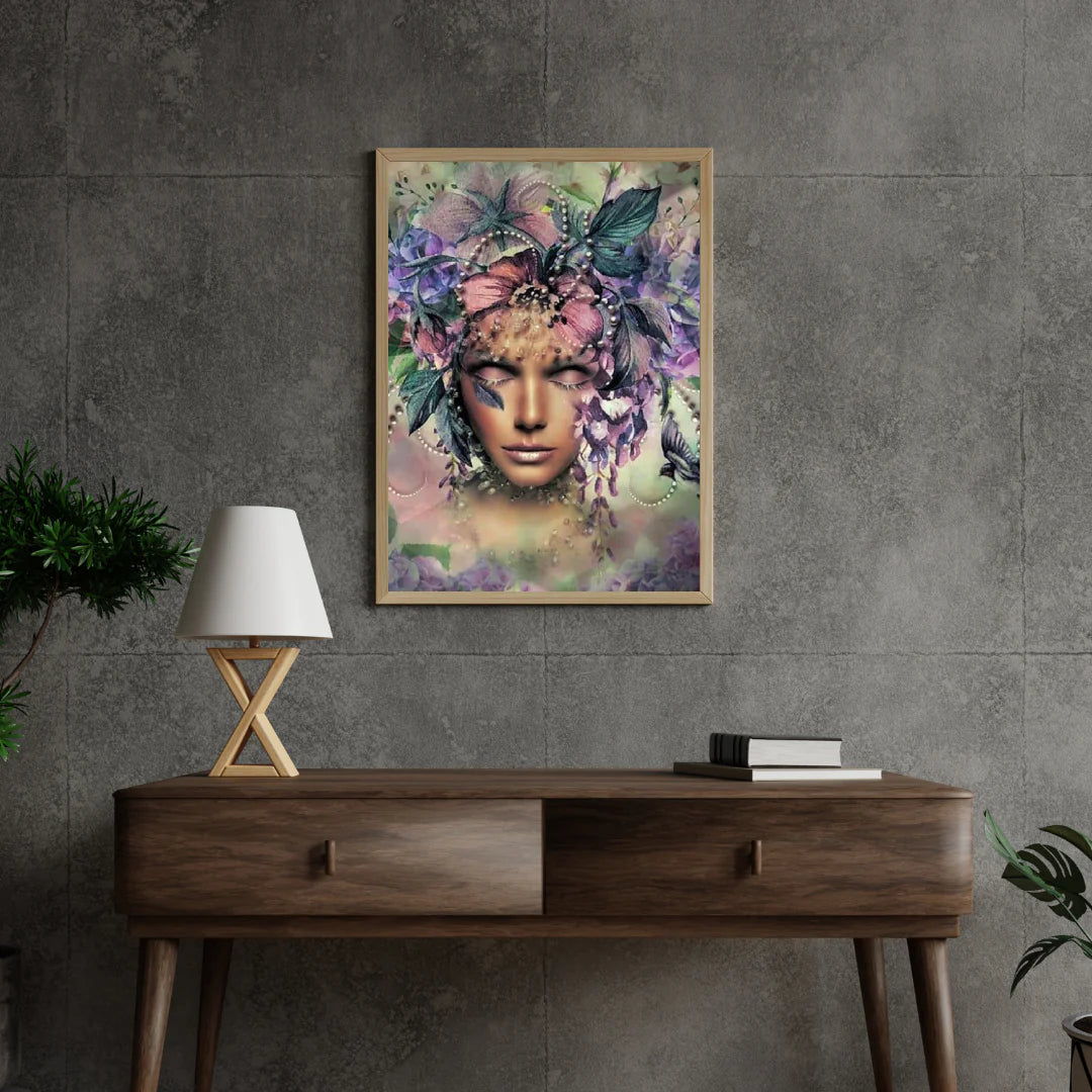 Diamond Painting Kobiety z kwiatem i ptakiem - SEOS Shop ®