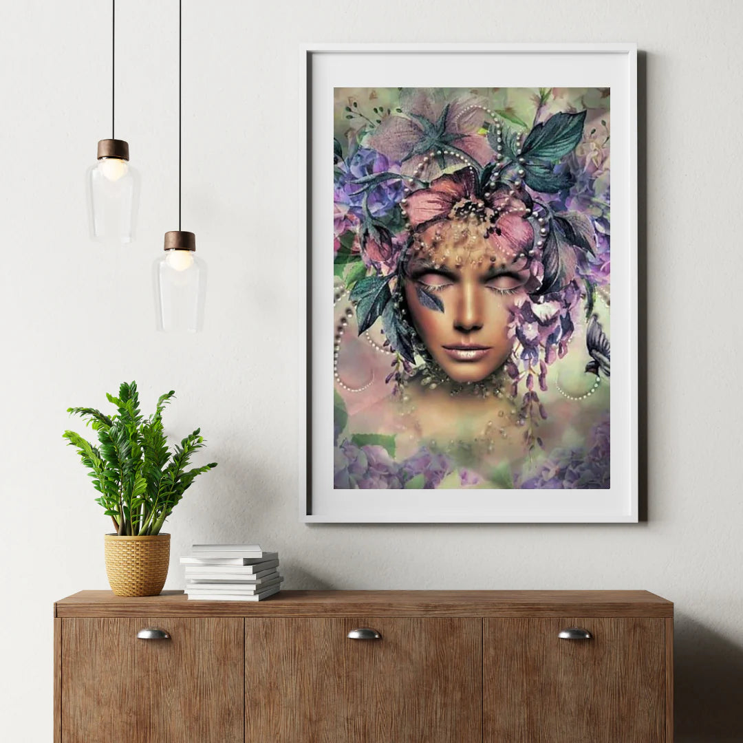 Diamond Painting Kobiety z kwiatem i ptakiem - SEOS Shop ®
