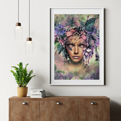 Diamond Painting Kobiety z kwiatem i ptakiem - SEOS Shop ®