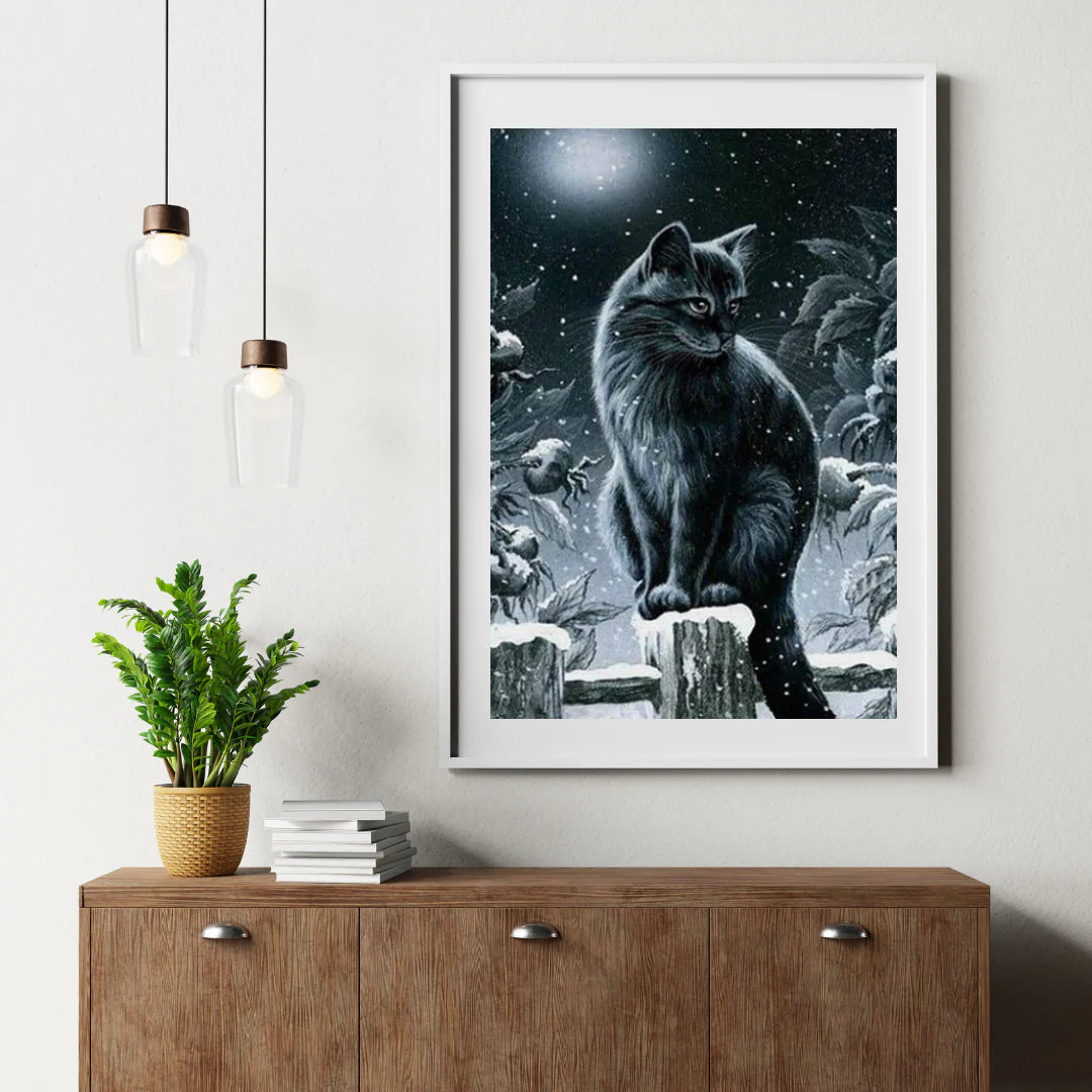 Diamond Painting Zima czarna kotka - SEOS Shop ®