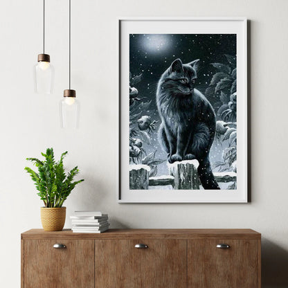 Diamond Painting Zima czarna kotka - SEOS Shop ®