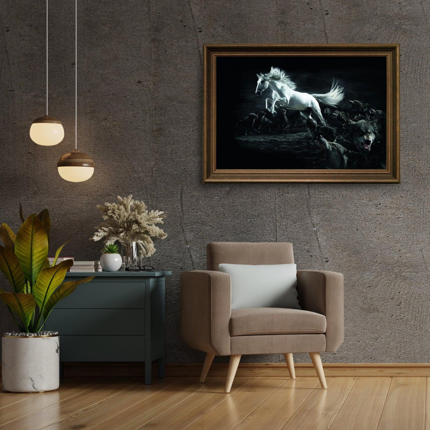 Diamond Painting Białe konie i wilki - SEOS Shop ®