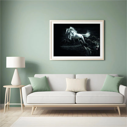 Diamond Painting Białe konie i wilki - SEOS Shop ®