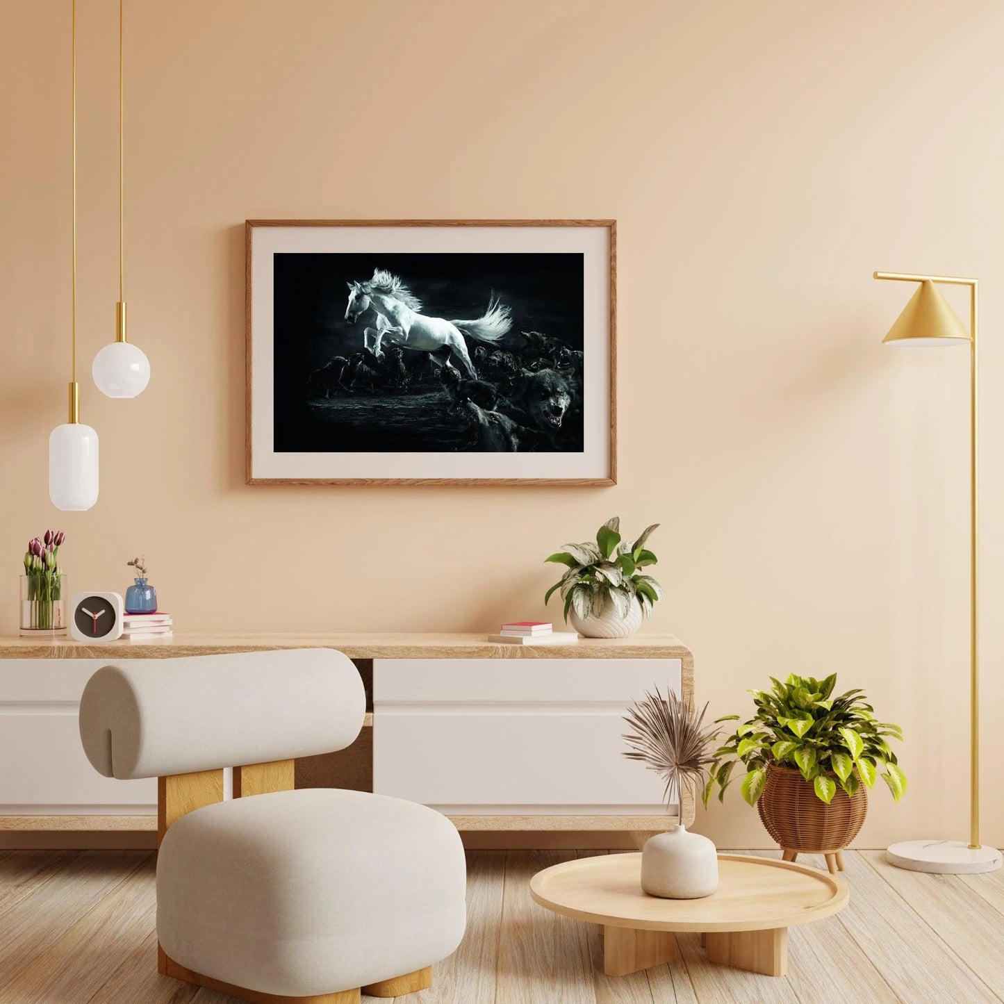 Diamond Painting Białe konie i wilki - SEOS Shop ®