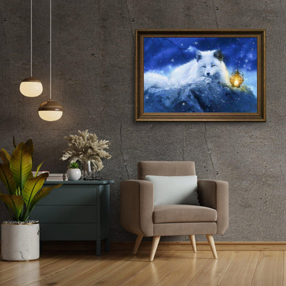 Diamond Painting Biały Lis z lampką – SEOS Shop ®