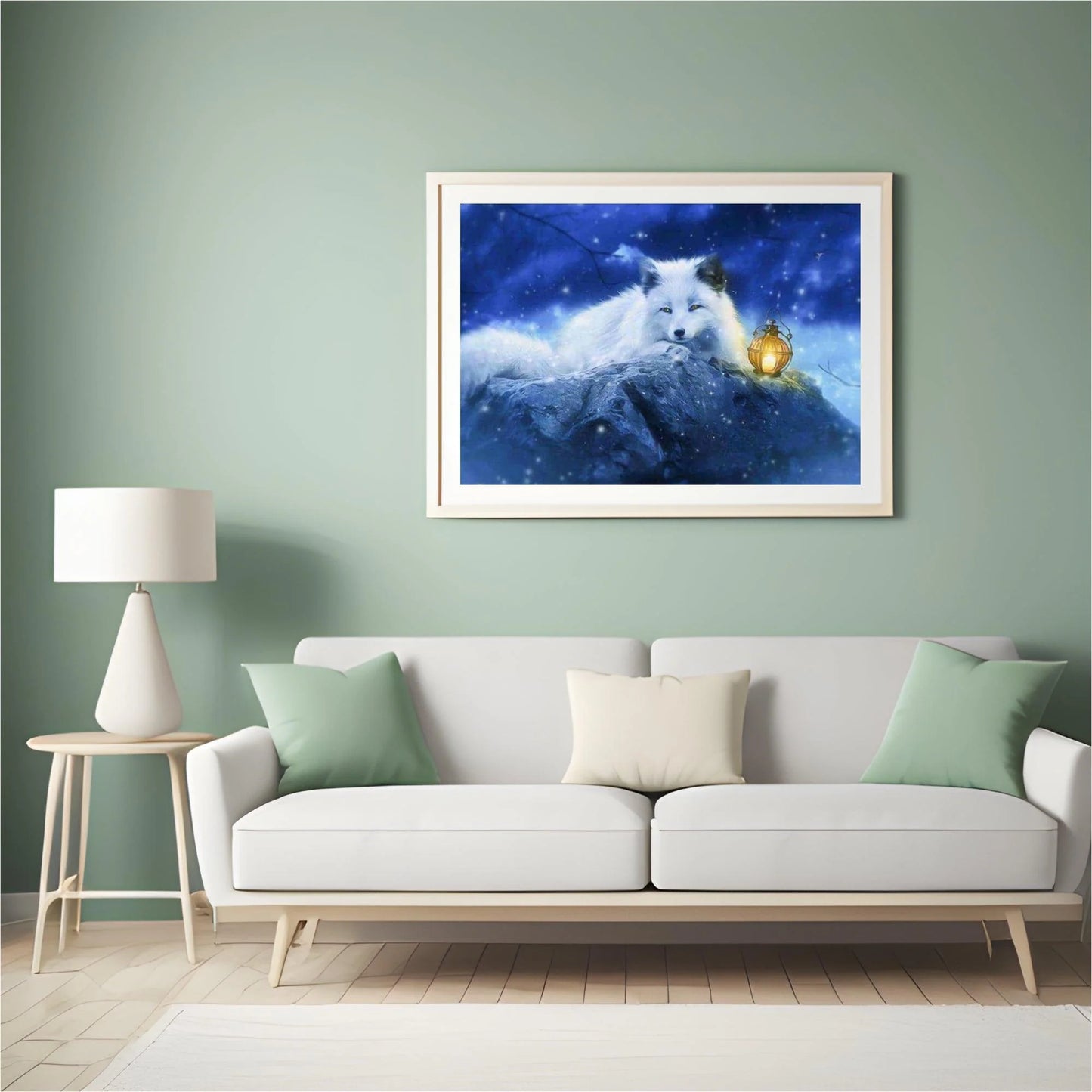 Diamond Painting Biały Lis z lampką – SEOS Shop ®