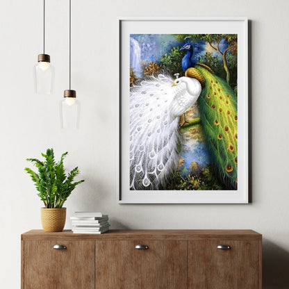 Diamond Painting Białe i niebieskie pawie - SEOS Shop ®
