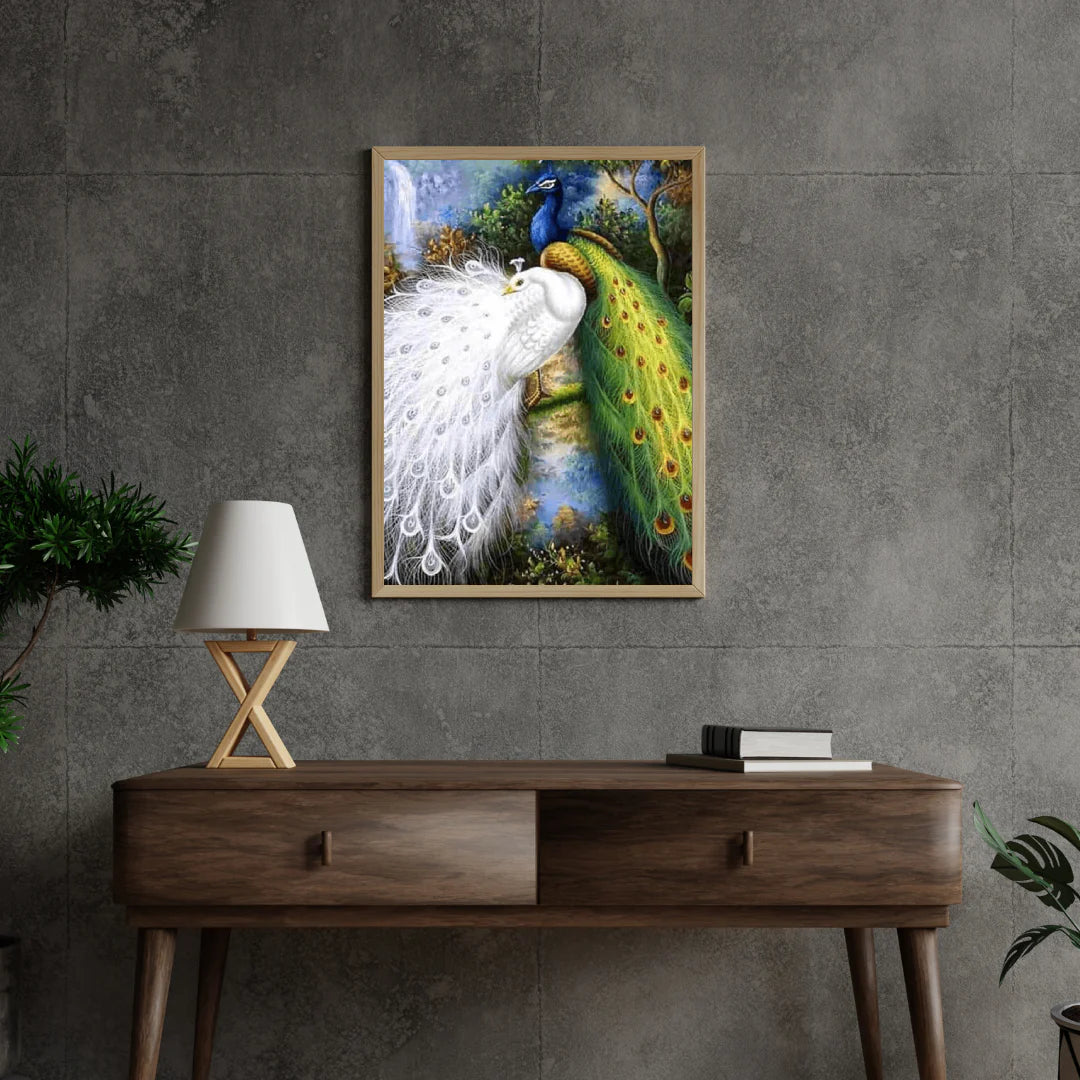 Diamond Painting Białe i niebieskie pawie - SEOS Shop ®